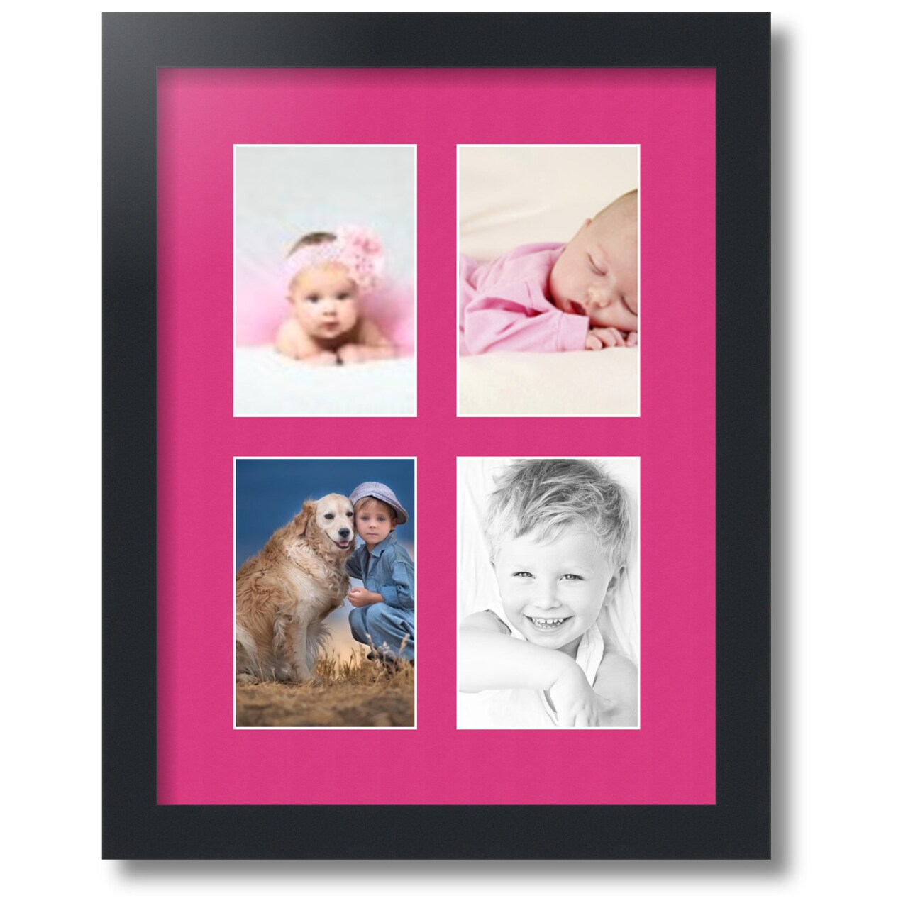 ArtToFrames Collage Photo Picture Frame with 4 - 4x6 inch Openings, Framed in Black with Over 62 Mat Color Options and Regular Glass (CSM-3926-2)